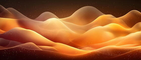 Poster - An abstract landscape featuring soft, flowing waves in warm shades of orange and gold, creating a serene and captivating visual experience.