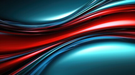 Poster - Vibrant Glowing Fluid Waves in Red and Teal Form, Captivating Abstract Background for Modern Design and Artistic Projects
