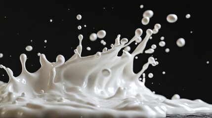Poster - Dynamic milk splash kitchen counter food photography indoor close-up culinary artistry for engaging visuals