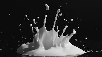 Poster - Dynamic milk splash action studio setting high-contrast photography dark background artistic viewpoint conceptual imagery for impact