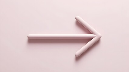 Wall Mural - Pastel pink arrow icon has a clean and simple design on a pastel pink background.