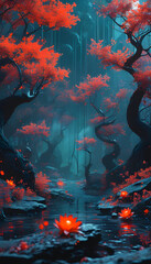 Poster - Red Forest Stream