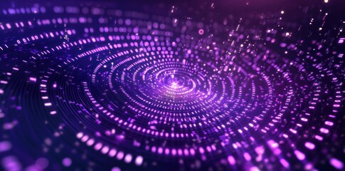 Wall Mural - abstract digital art featuring swirling purple dots and lights.