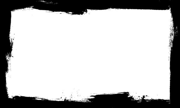 black ink brushed painting frame border grunge graphic element