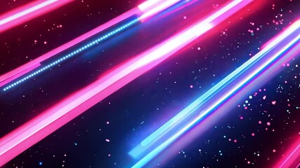Wall Mural - abstract digital art with diagonal neon lines in pink and blue