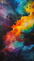 Wall Mural - An enchanting abstract representation of outer space, featuring an endless nebula galaxy background filled with vibrant colors and swirling cosmic clouds 