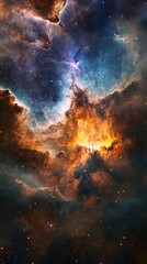 Wall Mural - An enchanting abstract representation of outer space, featuring an endless nebula galaxy background filled with vibrant colors and swirling cosmic clouds 