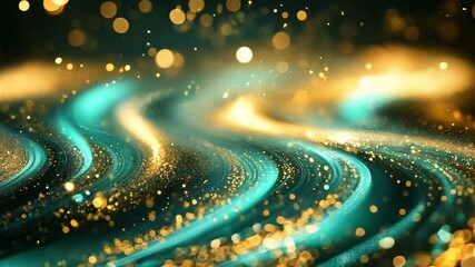Abstract Swirling Light Trails with Golden Bokeh
