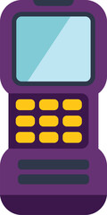 Aufkleber - this vector illustration features a purple pos terminal with a blank screen and yellow buttons, perf