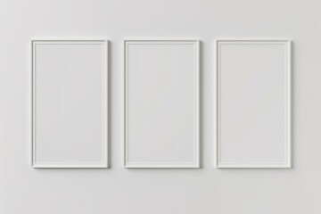 Three white frames with nothing in them