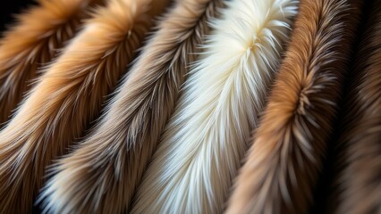 Aufkleber - A row of fur coats with different colors and textures