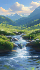 Wall Mural - Mountain Stream Landscape