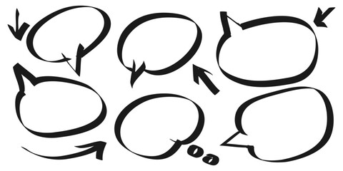 Poster - Speech bubbles comic on doodle set. isolated on white background. vector illustration
