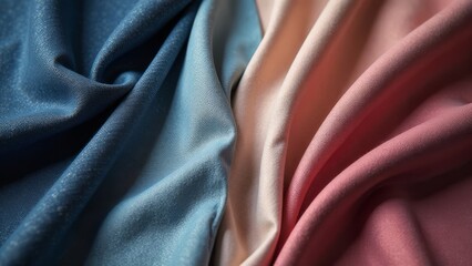 Poster - A blue, pink, and purple fabric is folded and displayed