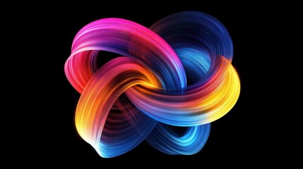 Wall Mural - a vibrant, abstract design featuring intertwined flowing colors against a black background.