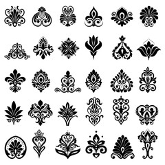 set seamless damask patterns. rich ornament, old damascus style pattern for wallpapers, textile, pac