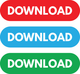 Poster - Download button icon set in three colors isolated on white background . Download web button . Vector illustration