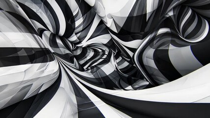 Poster - An abstract ceiling with black and white geometric shapes, styled with emotive figural distortions, layered landscapes, and psychedelic, topographical realism.