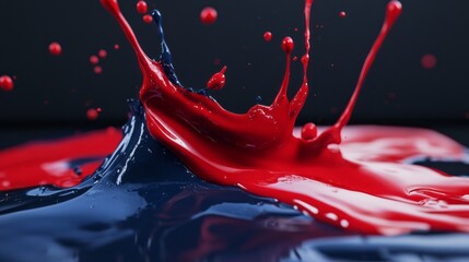 Poster - A splash of red and blue paint on a black background