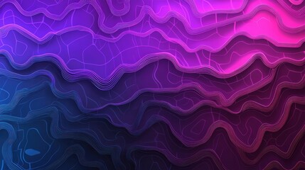 Poster - Abstract Motion Waveforms in Digital Aesthetic with Gradient Layers and Contour Lines Creating a Vibrant and Dynamic Visual Composition