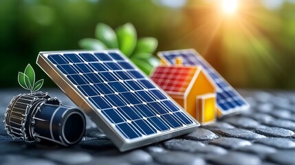Poster - A collection of 15 simple and clear outline icons illustrating the diverse applications of solar energy including sunlight capture power grid eco friendly home designs