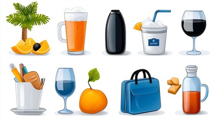 Aufkleber - Set of 15 professional outline icons designed for reception desk themes such as customer service hotel counters and guest assistance