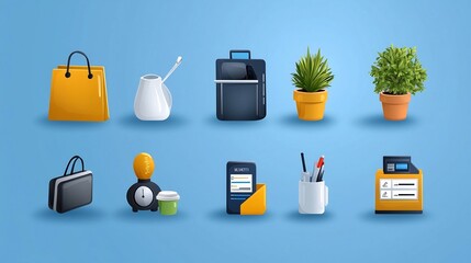 Aufkleber - Collection of 15 Minimalist Outline Icons Showcasing Reception Desk Elements Such as Information Reservation Systems