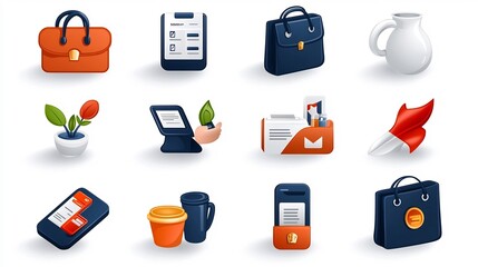 Aufkleber - Set of 15 professional line icons illustrating various reception services and for hotel commercial and business settings including client check ins counter assistance and customer support