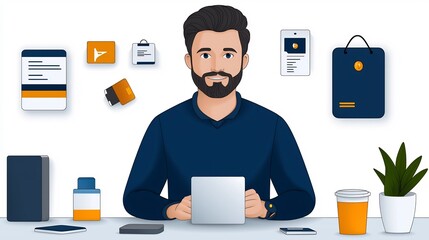 Aufkleber - This collection of 15 outline icons showcases various processes such as editing information online receptionist services in a clean vector based format  These minimalist