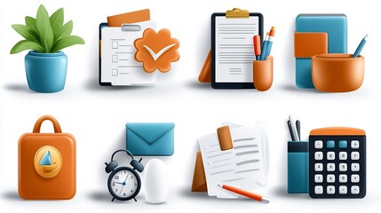 Poster - Set of minimal icons in editable thin line format highlighting various and administrative tasks like data entry document writing and receptionist services for office and business management workflows