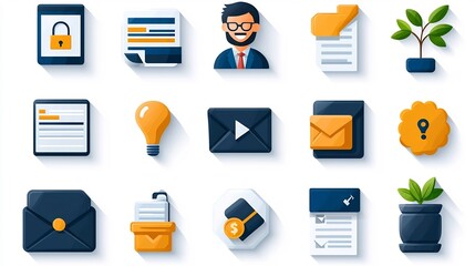 Leinwandbilder - Collection of 15 detailed thin line icons related to online and profile management processes such as editing forms adding personal details and signing up for digital systems or applications