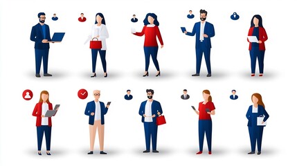 Poster - A collection of detailed thin line icons focusing on people themes such as team populations and group connections  These minimalist graphic elements represent concepts of corporate structure