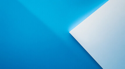 Poster - Bright blue background with white geometric shape creating a modern design
