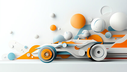 Poster - Dynamic racing scene abstract art digital illustration modern aesthetics close-up view voice of motion and resonance