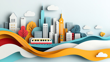Poster - Urban landscape creation resounding colors and shapes city environment graphic design artistic viewpoint voice and sound resonance