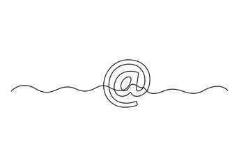 Poster - continuous one line drawing of mail rendering. single line email icon. vector illustration