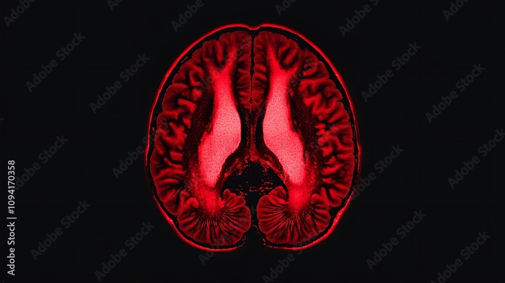 Detailed cross section view of the human brain showing the complex ...