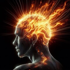 Poster - Heat Waves Shimmering heat waves rise from a person's head visua