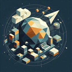 Poster - low poly composed of flat geometric shapes polygons to create a