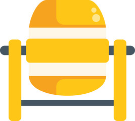 Poster - this vector illustration features a yellow concrete mixer, an essential tool for mixing cement on co