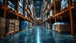 © Khukrit - Capacity Shipping System, Organized Warehouse Aisle With Neat Shelving System for Efficient Inventory and Distribution