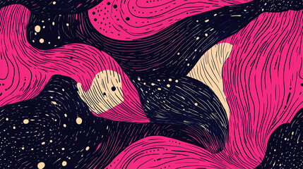 Wall Mural - Cosmic flow seamless pattern in pink and navy