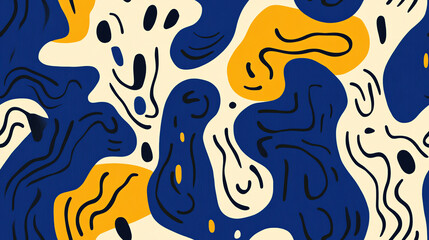 Wall Mural - Abstract waves seamless pattern in navy and gold