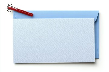 Card with Paperclip on Envelope, Stationery for Letters, Invitations, Messages, Christmas, Weddings, Birthdays and Events