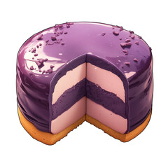 Poster - delicious ube cake with glossy purple glaze and layers of creamy filling is beautifully displayed, showcasing its vibrant colors and inviting texture