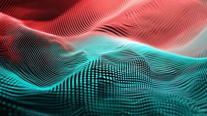 Wall Mural - abstract red and green digital wave pattern
