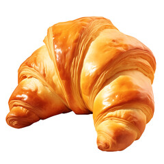 Poster - Golden, flaky croissant isolated on white background, showcasing its buttery layers and inviting texture. Perfect for breakfast or delightful snack