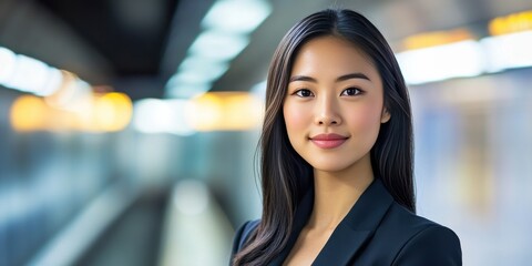 Confident Young Professional Woman in a Modern Urban Setting