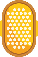 Poster - yellow studio microphone recording audio with holes for sound waves, isolated on a white background