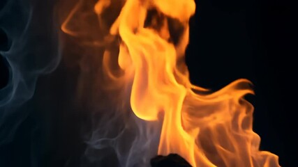 Poster - smoke fumes at the edges with fiery particles and sparks on a dark background. copy space.